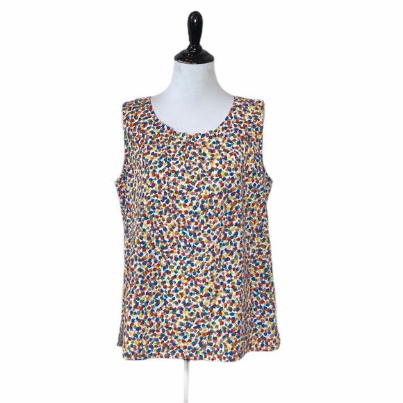 Talbots Rainbow Leaf Print Pleated Blouse Size Medium - Picture 1 of 9